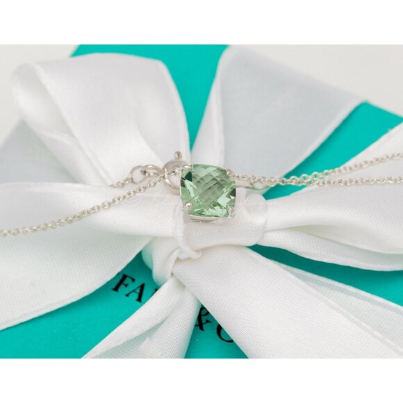 Tiffany & Co. Prasiolite Sparkler Necklace Green Gemstone 2.5 CT in Silver - Picture 2 of 8